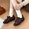 Zapatos Deportivos Casuales de Caña Alta Retro con Cordones y Bloques de Color de Gamuza para Mujer 2026 Estilo Nuevo