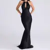 Elegante Vestido Sexy Estilo Socialité Cintura Delgada Cuello Halter Espalda Descubierta Ropa Nueva de Mujer Otoño 2025 Exportación