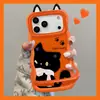 Pegatinas de orejas de gato negras, adecuadas para fundas de teléfono Apple 18 Pro Max, fundas de silicona para iPhone 17, fundas con doble soporte para 14, fundas lindas para 15