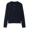 Cárdigan de Punto Redondo Estilo Old Money para Mujer, Suéter Vintage de Punto Trenzado Manga Larga Corta, Camiseta Básica, Abrigo de Otoño