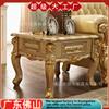 Mesa Cuadrada de Madera Maciza Estilo Europeo, Mesa Lateral de Lujo para Sofá de Sala de Estar, Mesa de Esquina con Cubierta de Mármol, Mesa Cuadrada Dorada de 70 cm con Cajón