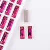 Cristal de Vidrio K9 Rectangular con Pedrería Cosida a Mano de Fondo Plano y Doble Agujero, Accesorios Hechos a Mano de Alta Calidad para Vestidos de Novia DIY