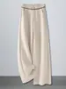 Pantalones Rectos de Acetato y Lana de Moda y Elegantes para Otoño e Invierno para Mujer, Nuevos Pantalones Largos Anchos Casuales de Cintura Alta 2026