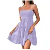 2026 Europeu e Americano Amazon Transfronteiriço Moda Feminina Verão Novo Estilo Ombro a Ombro Tira Fina Cor Sólida Versátil Vestido Texturizado
