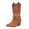 Juyuan Spot 2026 Otoño/Invierno Nuevas Botas de Mujer de Talla Grande de Comercio Exterior con Tacón Bajo WISH Botas de Cuero para Mujer Europeas Americanas