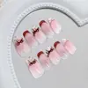 Uñas Hechas a Mano Pre-Diseñadas, Rosa Juguetón, Ojo de Gato de Lunares, Moda Francesa, Estilo Ins Europeo y Americano, Uñas Portátiles Extraíbles, 30 Piezas
