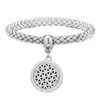 Pulsera Vibratoria de Acero Inoxidable para Aromaterapia Repelente de Mosquitos Árbol de la Vida Caja de Perfume con Aceite Esencial Pulsera Magnético-estrictiva para Parejas