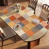 Mantel Ovalado Estilo Retro Americano para Mesa de Comedor, Impermeable, Resistente al Aceite, Lavable, Mantel Redondo Plegable, Protector de Mesa Resistente al Calor