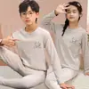 Conjunto de ropa interior térmica de bloques de color para adolescentes, ropa y pantalones de otoño para niños, pijamas para niños, ropa interior básica para el hogar para niñas estudiantes