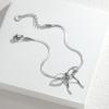 Amazon Wish - Cadena de clavícula con lazo simple y creativo, con personalidad atractiva, para mujer, estilo europeo y americano, collar de acero de titanio al por mayor