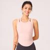 Chaleco de Yoga Falso de Dos Piezas para Mujer con Copas Fijas, Sujetador Deportivo a Prueba de Impactos para Correr, Pilates, Fitness, Verano, Directo de Fábrica