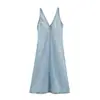 Vestido jeans ZARZ novo estilo europeu e americano com decoração de furos clássica para mulheres 4365082