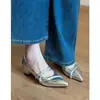 Zapatos de mujer Chuyuji estilo francés de punta plateada, elegantes, con plataforma interior para aumentar altura, Mary Jane de corte bajo, tacón alto versátil