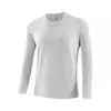 Camiseta deportiva de manga larga de secado rápido para exteriores de otoño e invierno, top sin costuras de cuello redondo de alta elasticidad, camiseta fina de forro polar, manga larga cálida para el hogar