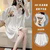 Popular de alta qualidade luxo leve estiloso seda gelada vestido camisa pijama feminino verão novo luxuoso roupão de dormir roupa de casa conjunto fino