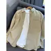 Camada base de workwear pesada estilo americano, modelagem solta, algodão puro, camisa branca de manga longa para homens, adequada para uso casual, com um visual estiloso inspirado em elementos japoneses