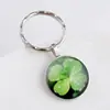 Chaveiro de Trevo de Quatro Folhas Fluorescente, Chaveiro de Bola de Cristal Brilhante da Sorte, Chaveiro Grande de Cristal de Trevo de Quatro Folhas Giratório