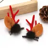 Pinzas para el pelo de asta de reno navideñas transfronterizas, accesorios para el pelo, pasadores decorativos de asta de reno simulada con temática de bosque navideño