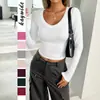 Camiseta sin mangas de color liso de manga larga casual europea y americana transfronteriza Ropa para mujer Otoño e Invierno 2026 Sitio Independiente de Amazon