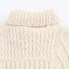 2025 Nova Roupa de Inverno Feminina Estilo Europeu e Americano Suéter Torcido Gola Assimétrica Cardigã Tricotado Jaqueta Preguiçosa Grossa