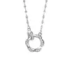 Collar de Anillo Doble Mobius para Mujer, Colgante Estilo Ins Retro de Alta Gama, Cadena para Clavícula, Joyería Versátil y Elegante al por Mayor