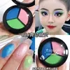 Sombra de Ojos de Colores Maquillaje Escénico para Estudiantes Azul Verde Morado Especial Paleta de Sombras de Ojos Tricolor Perlada Maquillaje Brillante para Actuaciones