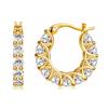 Latón baño de oro real Cruz europea y americana moda popular alto sentido círculo de encaje de circonita de diamante completo pendientes de mujer