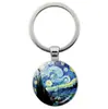 Llavero Pintura al Óleo Fluorescente de Van Gogh Llavero Bola de Cristal Luminosa Llavero de Pintura de Van Gogh Crisantemo Tierra