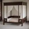 Nueva Cama con Marco de Madera Maciza Estilo Chino, Cama Doble Clásica Ming y Qing, Cama Antigua Tallada, Cama con Dosel Rústica para B&B