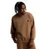Sudadera de Algodón Pesado para Parejas, Corte Holgado, Cuello Redondo, Sin Capucha, Pulóver, Versátil, Cálida, Prenda Superior Estampada para Otoño e Invierno