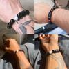Pulseira dos Doze Signos do Zodíaco, Estilo de Negócios Europeu e Americano, Pulseira Elástica para Casal, Joia com Contas de Pedra de Vidro, Presente para Idosos e Amigos