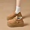 Sapatos casuais femininos de plataforma com sola grossa, cobertura total, novos mocassins slip-on outono 2026, sapatos baixos casuais retrô com sola macia