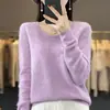 Pronta Para Vestir da Primeira Linha Tricô 100% Lã Feminino Gola V Outono e Inverno Novo Cor Pura Solto Versátil Lã Solta Camisa Básica