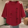 Nueva Camiseta Casual de Manga Tres Cuartos Versátil Estilo Coreano Simple, Delgada, Suelta y Moderna para Mujer, Primavera Verano 2026