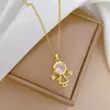 [Aço titânio] Trança Da Menina Luz Temperamento De Luxo Lindo Colar De Diamantes All-match Clavícula Cadeia De Aço De Titânio