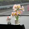 Adornos Creativos para Coche, Lindo Conejo Flor Perfumada para Coche, Mesa de Control Central de Pantalla, Decoración Interior de Coche, Objetos Divertidos, Diosa Popular de Internet