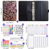 Etiquetado Transfronterizo Cuaderno de Hojas Sueltas A6 Cuaderno Creativo Bolsa con Cremallera Patrón de Tela Macarrón Planificador de Presupuesto en Efectivo