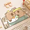 Alfombra de Piso de Barro de Diatomeas Dibujo Animado de Capibara Alfombrilla para Pies Absorbente de Agua de Baño Capibara Lindo Forma Irregular Antideslizante Alfombra de Entrada