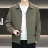 Chaqueta de hombre al por mayor transfronteriza con cuello de solapa, abrigo casual para primavera y otoño, nueva y elegante versátil ligera prenda superior de trabajo