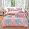 Set de cuatro piezas de algodón lijado grueso estilo Ins Algodón fresco Agradable para la piel Desnudo Sábana para dormir Funda de edredón Juego de tres piezas Ropa de cama