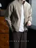 Jaqueta Masculina de Couro PU Rústico Cool com Zíper e Gola Alta Outono Retro Levemente Oversized Versátil Corta-vento para Motociclista