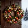 Decoraciones Navideñas Transfronterizas 40cm Decoraciones de Corona Navideña Colgantes para Puerta Regalos Arreglo de Escena de Pared Corona de Guirnalda de Flores