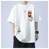 Camiseta Masculina Tendência de Manga Curta Marca Tendência Verão Adolescentes Alunos do Ensino Fundamental Lindo Top de Meia-manga de Verão para Alunos do Ensino Médio
