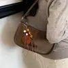 Bolso de Terciopelo Flocado para Mujer 2026 Nuevo de Moda Otoño Retro Nicho Estampado de Leopardo Bolso de Hombro Individual Debajo del Brazo Bolso Cruzado para Viaje