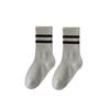 Calcetines de algodón para niños y niñas estilo universitario dos rayas negro blanco gris clásicos combinan con todo longitud media hasta la pantorrilla calcetines para las Cuatro Estaciones calcetines infantiles al por mayor