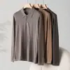 100% Caxemira Pura Masculina Imitação Fina Fio 68 Gola Polo Casual Business Versátil Peça Básica Malha Outono e Inverno Novo Estilo