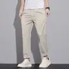 Pantalones Casuales de Seda Helada para Hombre 2026 Nuevo Verano Delgados Caídos Sueltos Pierna Recta Color Sólido Pantalones Cortos