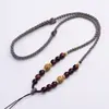 Estilo étnico Xizang corda de algodão esfregada à mão corda de pingente trançada de quatro fios nó de diamante corda de colar ajustável para homens e mulheres