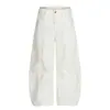 Calça Cargo Scimitar Branca Estruturada Estilo Retrô Americano para Homens e Mulheres, Calça Reta de Perna Larga Casual Versátil que Afina