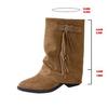 Botas Martin Cáqui para Adultos Estilo Europeu e Americano Em Estoque Pedido Completo Femininas Bico Redondo Franja Baixa Borracha